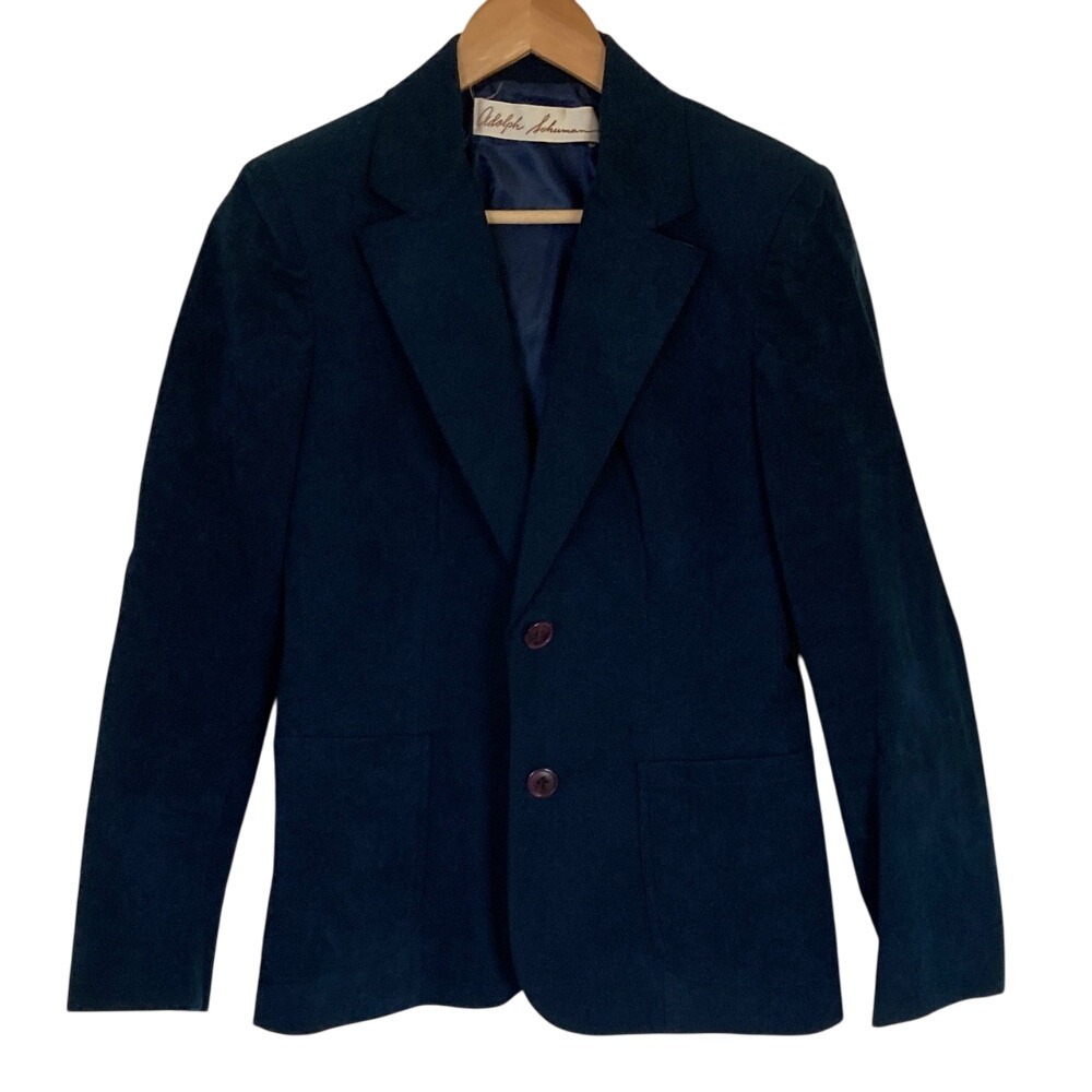 Adolph Schuman Womans Ultra Suede Deep Blue Blazer Size Small Vintage‎ Classic